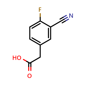Chemical structure of 2-(3-Cyano-4-fluorophenyl)acetic acid , CAS 519059-11-1, AChemBlock W157970