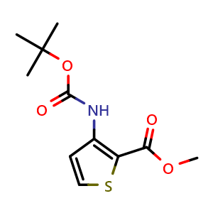 Chemical structure of methyl 3-(tert-butoxycarbonylamino)thiophene-2-carboxylate , CAS 149587-72-4, AChemBlock W157976