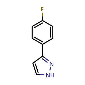 Chemical structure of 3-(4-Fluorophenyl)-1H-pyrazole , CAS 154258-82-9, AChemBlock W157983