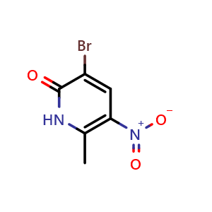 Chemical structure of 3-Bromo-6-methyl-5-nitro-1H-pyridin-2-one , CAS 874493-25-1, AChemBlock W157989