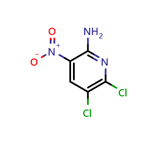 Chemical structure of 5,6-Dichloro-3-nitropyridin-2-amine , CAS 203794-33-6, AChemBlock W157990