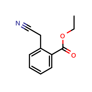 Chemical structure of Ethyl 2-(cyanomethyl)benzoate , CAS 19821-21-7, AChemBlock W157996