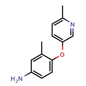 Chemical structure of 3-Methyl-4-(6-methylpyridin-3-yl)oxyaniline , CAS 537705-06-9, AChemBlock W158012