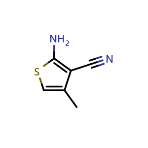 Chemical structure of 2-Amino-4-methylthiophene-3-carbonitrile , CAS 4623-55-6, AChemBlock W158051