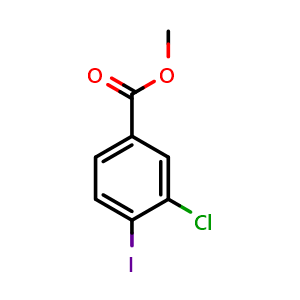 Chemical structure of Methyl 3-chloro-4-iodobenzoate , CAS 874569-39-8, AChemBlock W158052