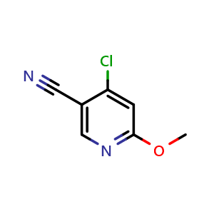 Chemical structure of 4-Chloro-6-methoxynicotinonitrile , CAS 1261493-38-2, AChemBlock W158059