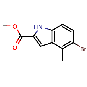 Chemical structure of Methyl 5-bromo-4-methyl-1H-indole-2-carboxylate , CAS 1857296-39-9, AChemBlock W158062