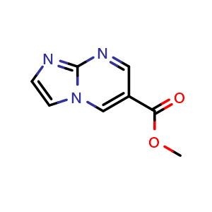 Chemical structure of Methyl imidazo[1,2-a]pyrimidine-6-carboxylate , CAS 1083196-24-0, AChemBlock W158083