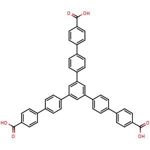 Chemical structure of 5''-(4'-Carboxy[1,1'-biphenyl]-4-yl)[1,1':4',1'':3'',1''':4''',1''''-quinquephenyl]-4,4''''-dicarboxylic acid , CAS 911818-75-2, AChemBlock W158095