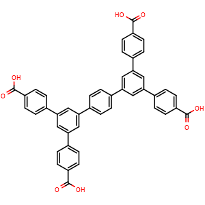 Chemical structure of 5',5'''-Bis(4-carboxyphenyl)[1,1':3',1'':4'',1''':3''',1''''-quinquephenyl]-4,4''''-dicarboxylic acid , CAS 1816997-25-7, AChemBlock W158096