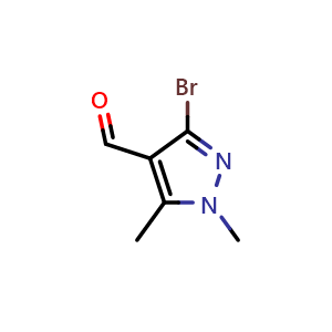 Chemical structure of 3-Bromo-1,5-dimethyl-1H-pyrazole-4-carbaldehyde , CAS 1557804-67-7, AChemBlock W158117
