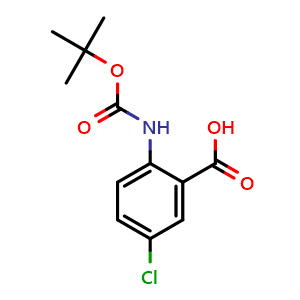 Chemical structure of 5-Chloro-2-((tert-butoxycarbonyl)amino)benzoic acid , CAS 253677-29-1, AChemBlock W158124