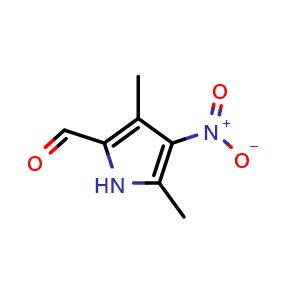 Chemical structure of 3,5-Dimethyl-4-nitro-2-pyrrolecarboxaldehyde , CAS 40236-20-2, AChemBlock W158126