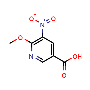Chemical structure of 6-Methoxy-5-nitro-3-pyridinecarboxylic acid , CAS 1211516-51-6, AChemBlock W158131
