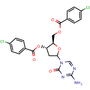 Chemical structure of 4-Amino-1-[3,5-bis-O-(4-chlorobenzoyl)-2-deoxy-D-erythro-pentofuranosyl]-1,3,5-triazin-2(1H)-one , CAS 1193165-26-2, AChemBlock W158141
