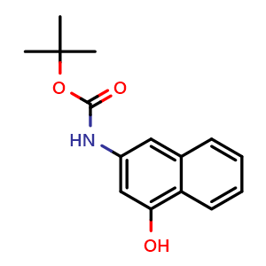 Chemical structure of 3-(tert-Butoxycarbonylamino)-alpha-naphthol , CAS 139975-98-7, AChemBlock W158147