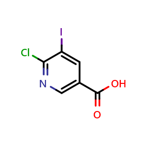 Chemical structure of 6-Chloro-5-iodonicotinic acid , CAS 59782-87-5, AChemBlock W158161