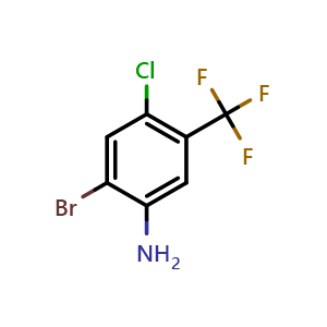Chemical structure of 2-Bromo-4-chloro-5-(trifluoromethyl)aniline , CAS 193090-44-7, AChemBlock W158163