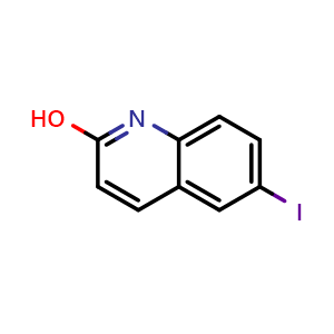 Chemical structure of 6-Iodoquinolin-2-ol , CAS 99455-01-3, AChemBlock W158164