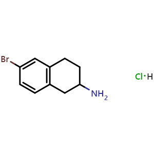 Chemical structure of 6-Bromo-1,2,3,4-tetrahydronaphthalen-2-amine monohydrochloride , CAS 133277-08-4, AChemBlock W158168