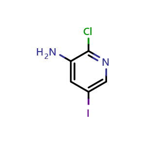 Chemical structure of 2-chloro-5-iodo-pyridin-3-amine , CAS 426463-09-4, AChemBlock W158171