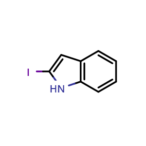 Chemical structure of 2-Iodo-1H-indole , CAS 26340-49-8, AChemBlock W158177