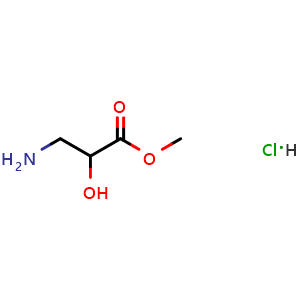 Chemical structure of Methyl 3-amino-2-hydroxypropionate hydrochloride , CAS 186393-00-0, AChemBlock W158227