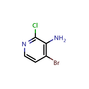 Chemical structure of 4-Bromo-2-chloropyridin-3-amine , CAS 1354021-09-2, AChemBlock W158251