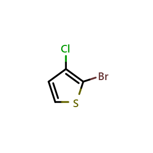 Chemical structure of 2-Bromo-3-chlorothiophene , CAS 77893-68-6, AChemBlock W158255