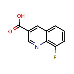 Chemical structure of 8-Fluoroquinoline-3-carboxylic acid , CAS 71082-53-6, AChemBlock W158271