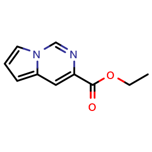 Chemical structure of Ethyl pyrrolo[1,2-c]pyrimidine-3-carboxylate , CAS 107407-80-7, AChemBlock W158274