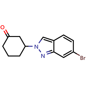 Chemical structure of 3-(6-Bromo-2H-indazol-2-yl)cyclohexan-1-one , CAS 2448157-91-1, AChemBlock W158286