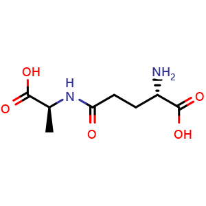 Chemical structure of Î³-L-Glutamyl-L-alanine , CAS 5875-41-2, AChemBlock W158295