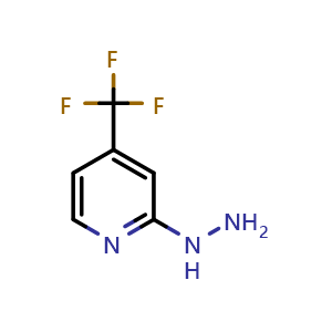 Chemical structure of 2-Hydrazinyl-4-(trifluoromethyl)pyridine , CAS 89570-84-3, AChemBlock W158299