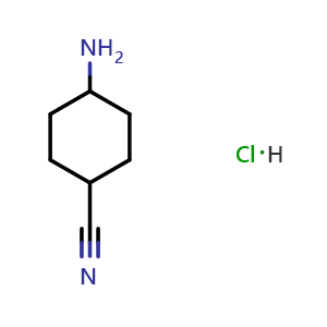Chemical structure of 4-Aminocyclohexanecarbonitrile hydrochloride , CAS 1303968-08-2, AChemBlock W158316