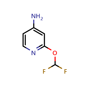 Chemical structure of 2-(Difluoromethoxy)pyridin-4-amine , CAS 1211587-46-0, AChemBlock W158317