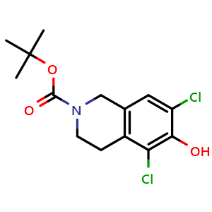 Chemical structure of tert-Butyl 5,7-dichloro-6-hydroxy-3,4-dihydroisoquinoline-2(1H)-carboxylate , CAS 851784-76-4, AChemBlock W158334