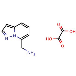 Chemical structure of Pyrazolo[1,5-a]pyridin-7-ylmethanamine oxalate , CAS 2438941-82-1, AChemBlock W158335