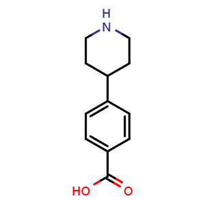 Chemical structure of 4-(Piperidin-4-yl)benzoic acid , CAS 196204-01-0, AChemBlock W158351