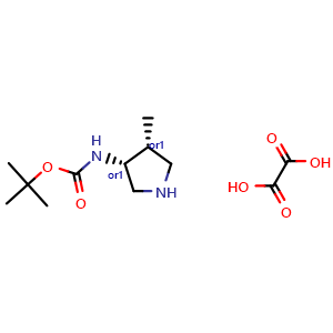 Chemical structure of tert-Butyl Rel-(3R,4R)-4-methylpyrrolidin-3-ylcarbamate oxalate , CAS 2459946-05-3, AChemBlock W158361