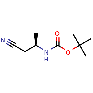 Chemical structure of (R)-tert-Butyl (1-cyanopropan-2-yl)carbamate , CAS 170367-68-7, AChemBlock W158375