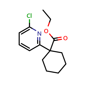 Chemical structure of ethyl 1-(6-Chloropyridin-2-yl)cyclohexane-1-carboxylate , CAS 2444046-45-9, AChemBlock W158377
