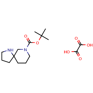 Chemical structure of tert-Butyl 1,7-diazaspiro[4 5]decane-7-carboxylate oxalate , CAS 1187932-79-1, AChemBlock W158384
