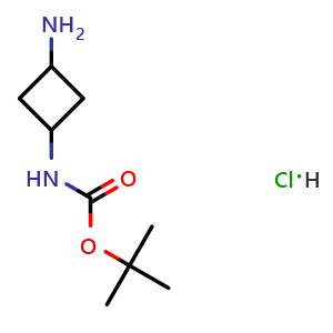 Chemical structure of tert-Butyl (3-aminocyclobutyl)carbamate hydrochloride , CAS 1426578-55-3, AChemBlock W158391
