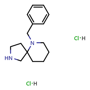 Chemical structure of 6-Benzyl-2,6-diazaspiro[4 5]decane dihydrochloride , CAS 2448475-50-9, AChemBlock W158399