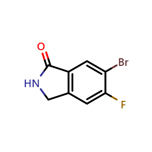 Chemical structure of 6-Bromo-5-fluoroisoindolin-1-one , CAS 1427454-77-0, AChemBlock W158400