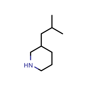 Chemical structure of 3-Isobutylpiperidine , CAS 956429-47-3, AChemBlock W158401