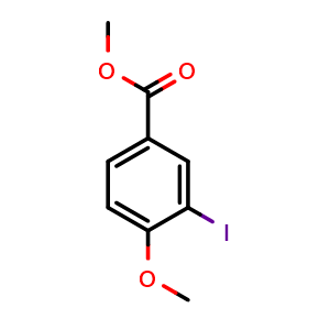 Chemical structure of 3-Iodo-4-methoxy-benzoic acid methyl ester , CAS 35387-93-0, AChemBlock W158421