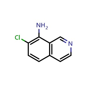 Chemical structure of 7-Chloroisoquinolin-8-amine , CAS 55766-90-0, AChemBlock W158423