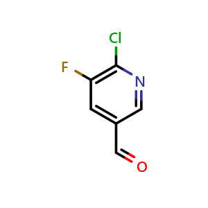 Chemical structure of 6-chloro-5-fluoro-pyridine-3-carbaldehyde , CAS 950691-52-8, AChemBlock W158433